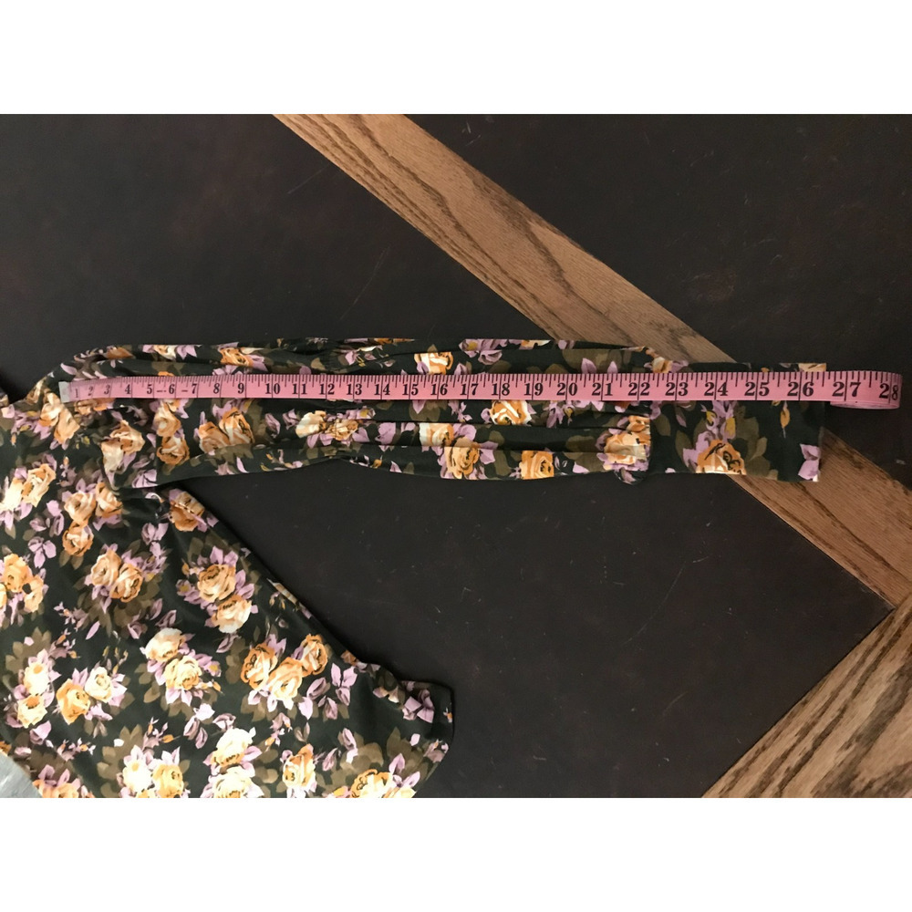 NWT Anthro Floral Turtleneck Top XS Puff Sleeve Brown Boho - Picture 7 of 12
